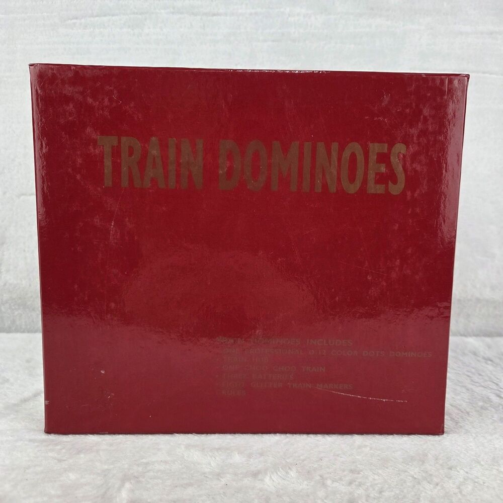 Train Dominoes Set Double 12 Color Dots Game With Train Hub Complete - Picture 2 of 16